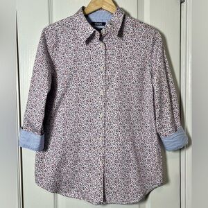 Chaps by Ralph Lauren No Iron Floral Button-down Shirt Size Large